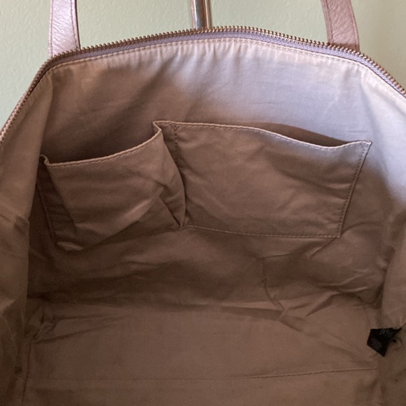 5/$30 Fossil Leather Zippered Gray/Mint/Orange Bag 12"W x 5 1/2"D x 11" T - Picture 9 of 15